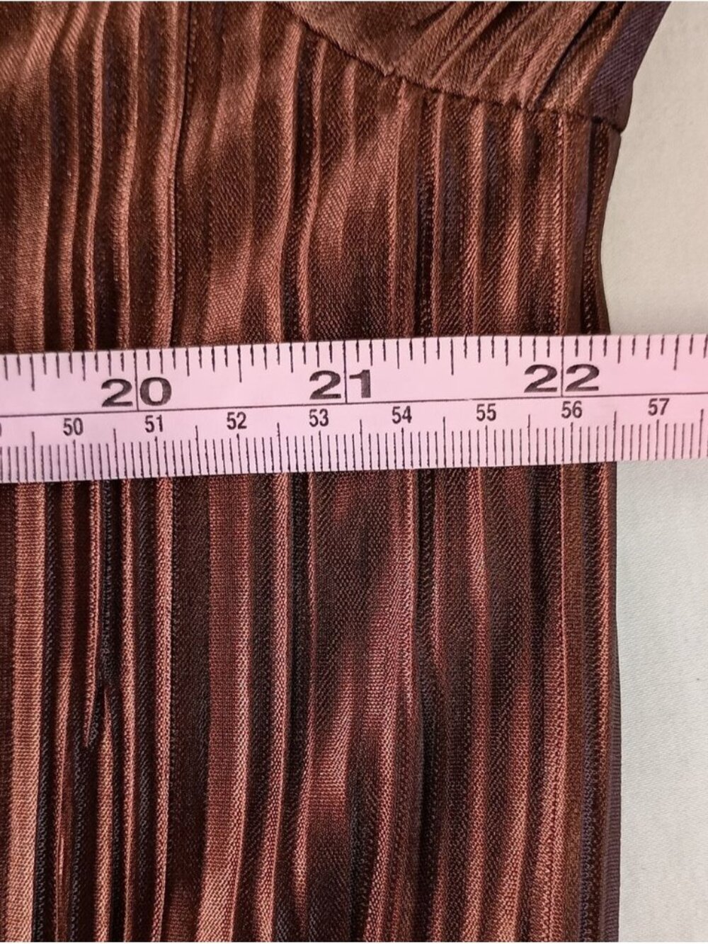 Women's Size M Satin Pleated Shirt Dress Chocolate Brown Old Money - Picture 4 of 10